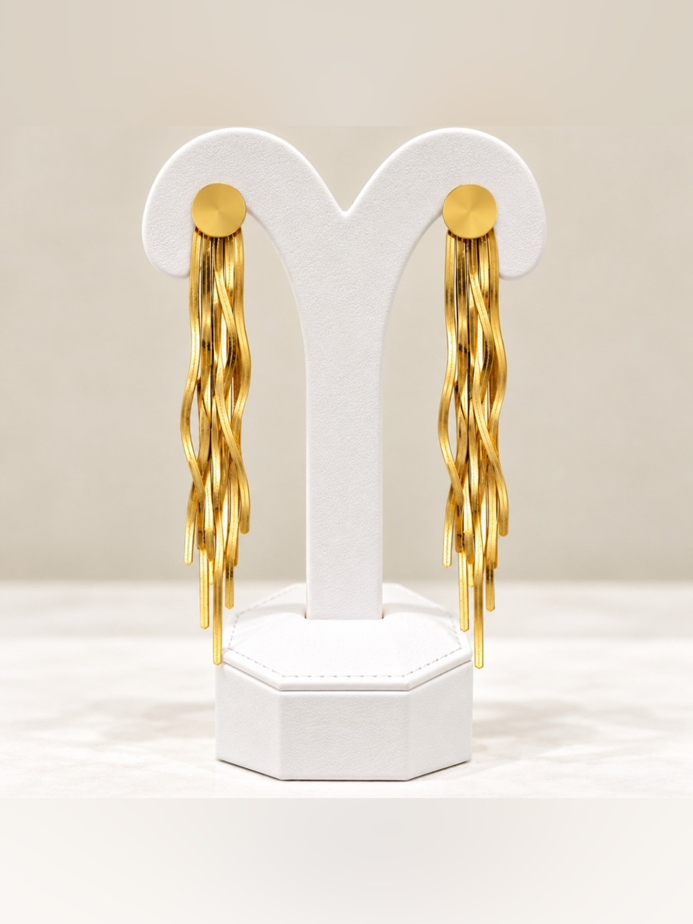 Gold Stainless Steel Tassel Drop Earrings - Women Jewelry